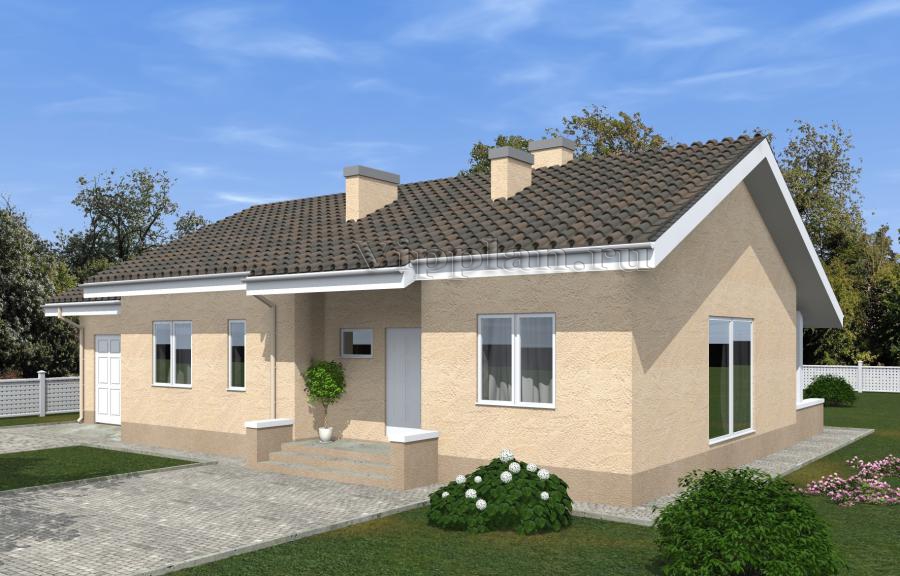 Одноэтажный дом с гаражом и террасой