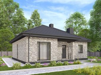 Одноэтажный дом с тремя спальнями и террасой